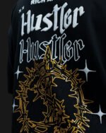 Black Oversized Gothic Graphic T-Shirt for Men – Heavyweight 280 GSM