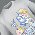 Grey oversized skull graphic t-shirt for men – front view