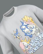 Grey oversized skull graphic t-shirt for men – front view